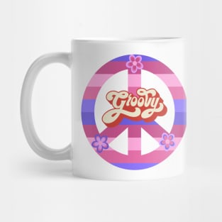 Groovy Pink Peace Sign - Vintage Love White Mug